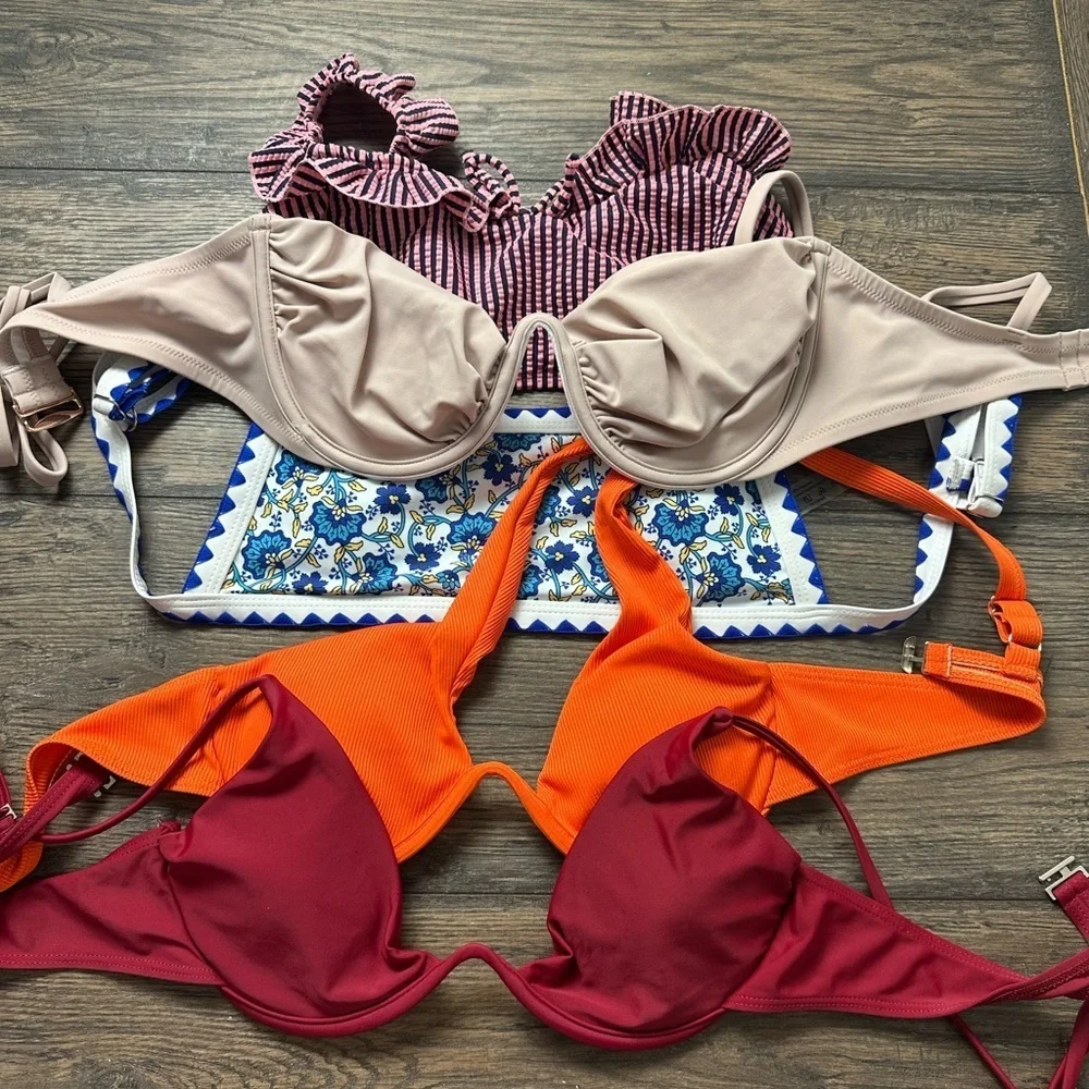 Stylish Women's Swimwear Set - Red, Orange, and Tan